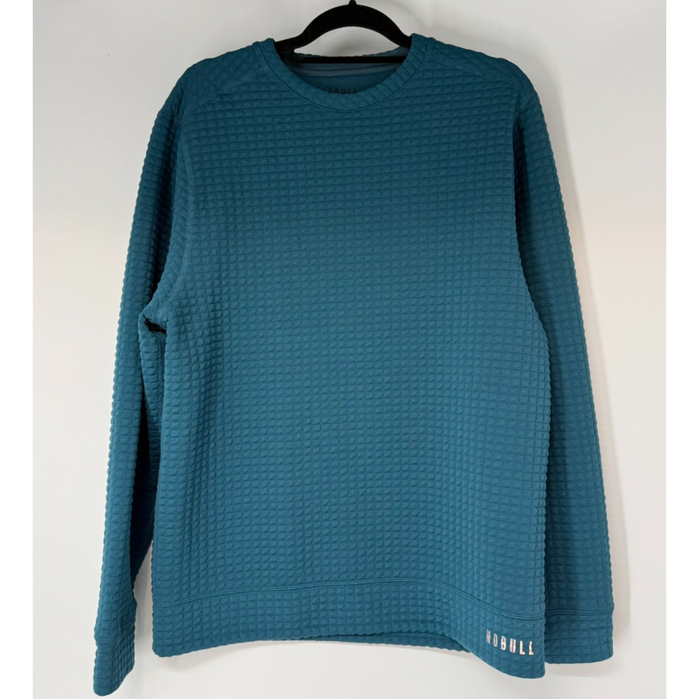 NOBULL Quilted Sweatshirt Mens Sz L Teal Crewneck Training Athleisure Gorpcore